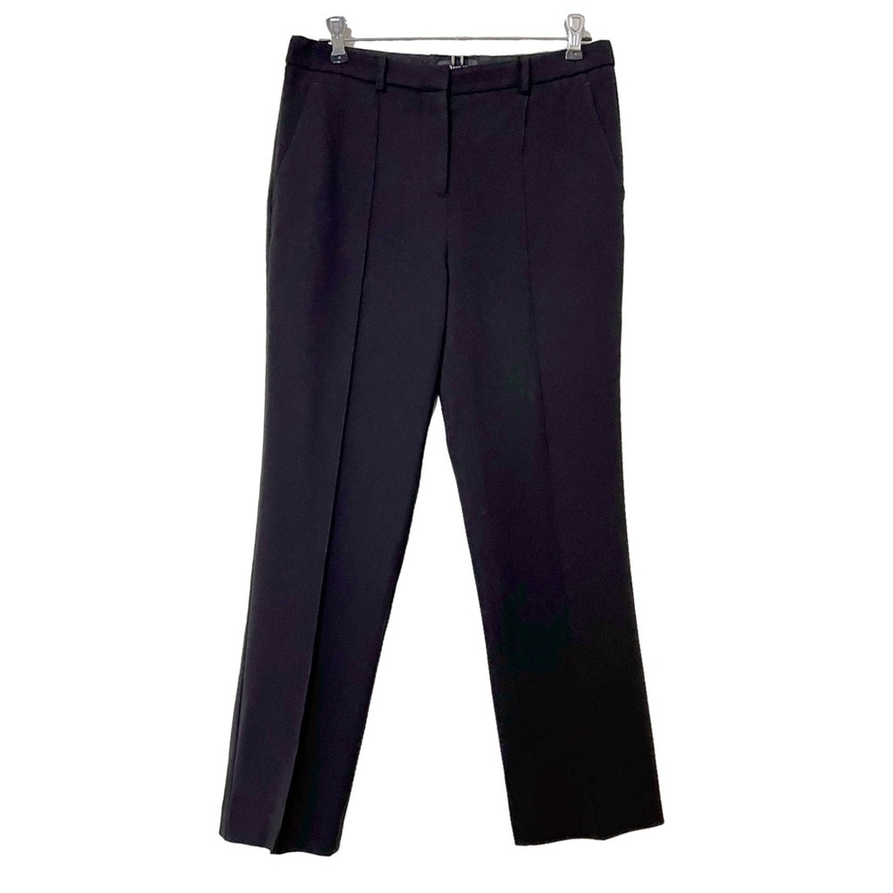 Theory Black Straight Leg Pleated High Rise Cropped Ankle Trousers - Sz 2